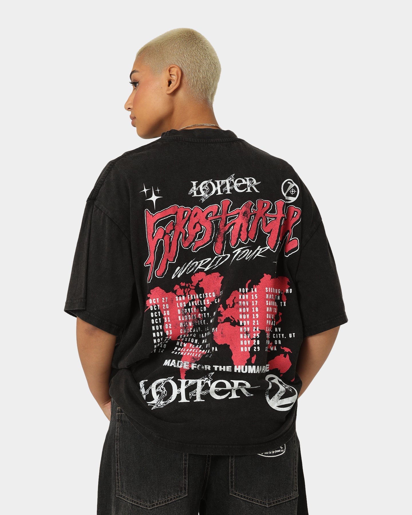 Loiter Firestarter Tour Vintage T-Shirt Vintage Black Style001