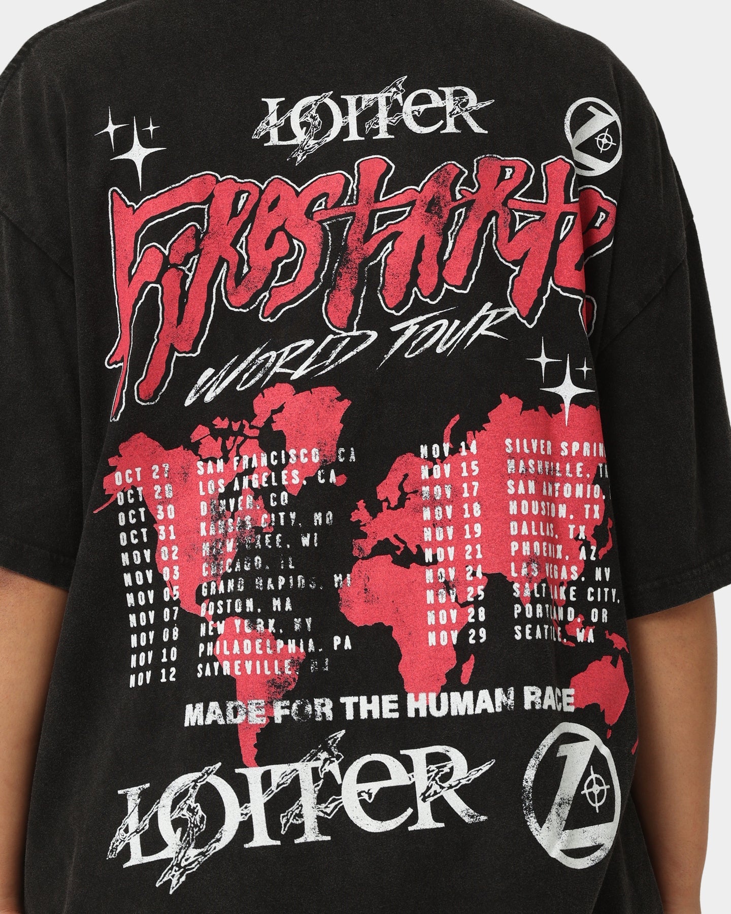 Loiter Firestarter Tour Vintage T-Shirt Vintage Black Style001