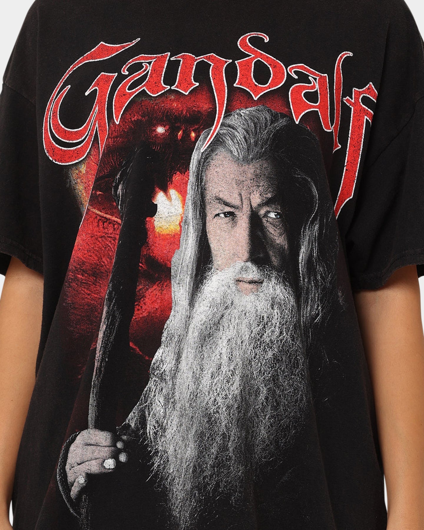 American Thrift X The Lord Of The Rings Gandalf Vintage T-Shirt Black Wash Style001