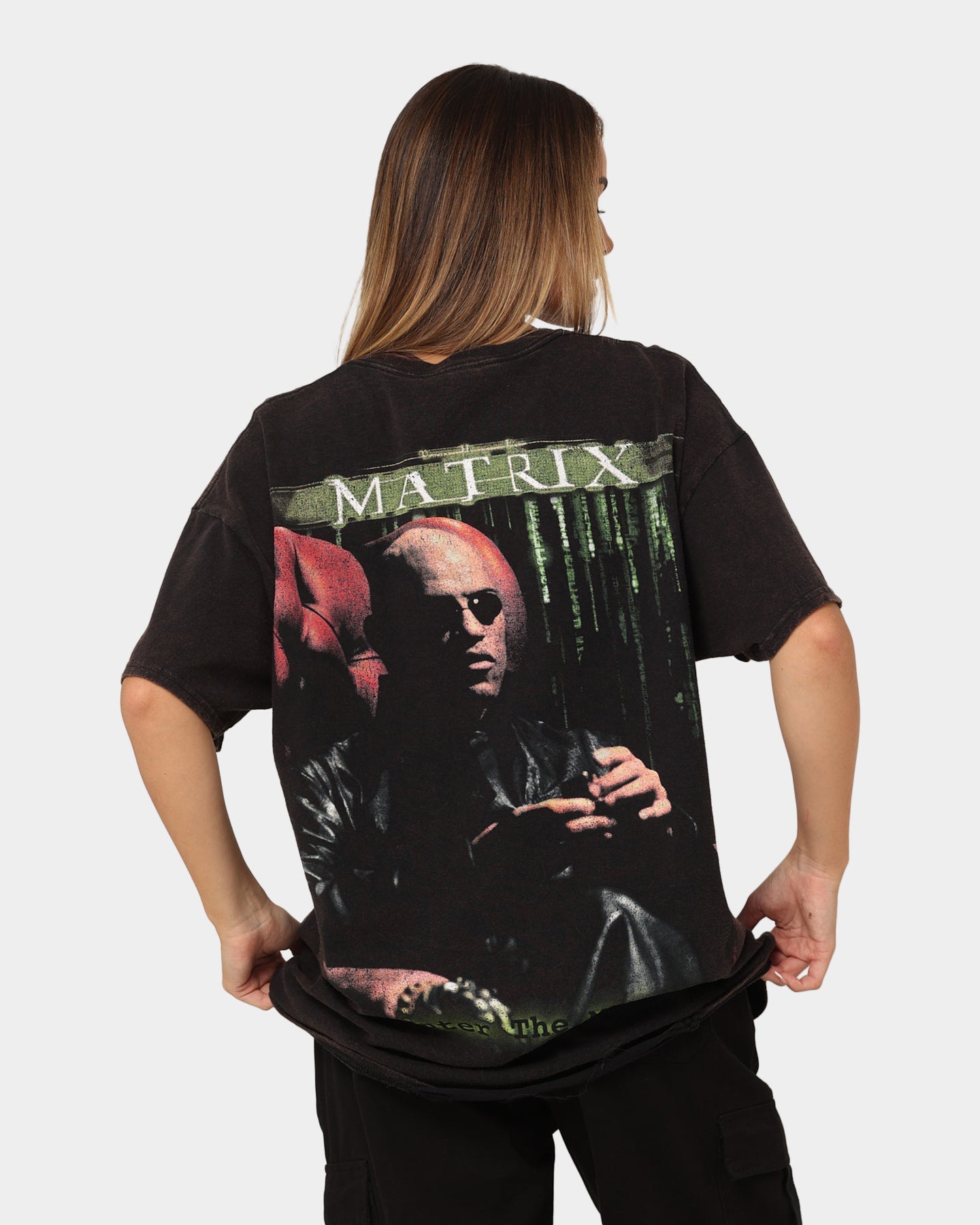 American Thrift X The Matrix Morpheus Vintage T-Shirt Black Wash Style001