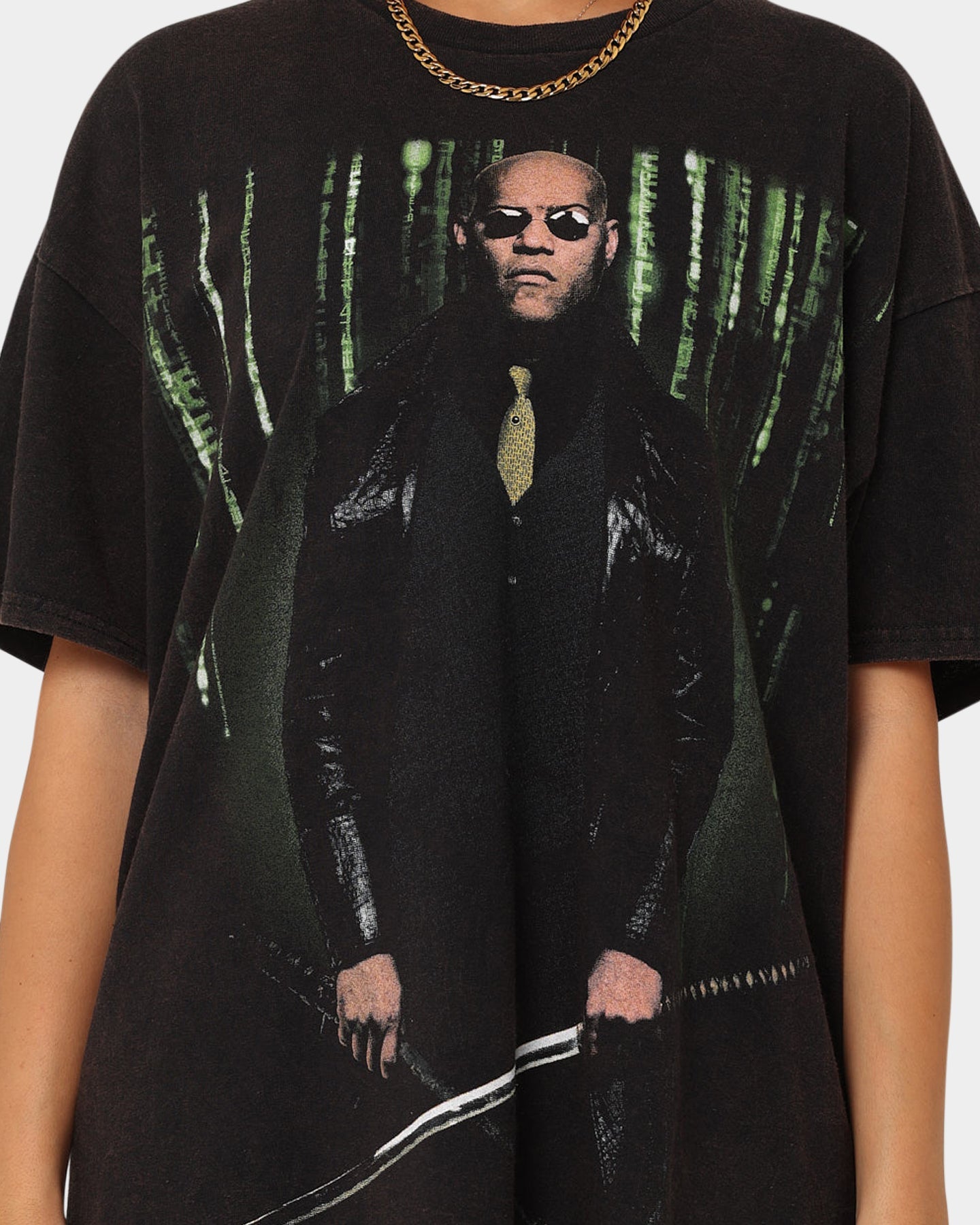American Thrift X The Matrix Morpheus Vintage T-Shirt Black Wash Style001