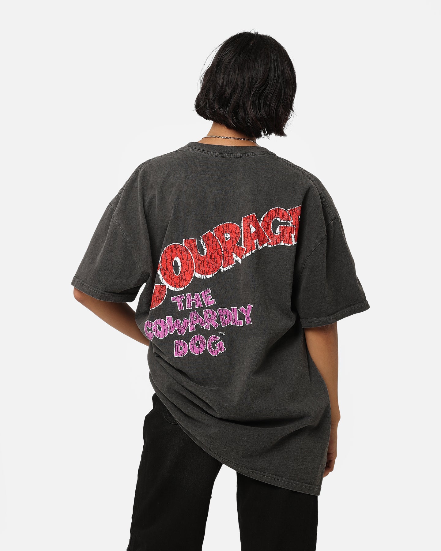 American Thrift X Cartoon Network Courage Heavyweight T-Shirt Black Wash Style001