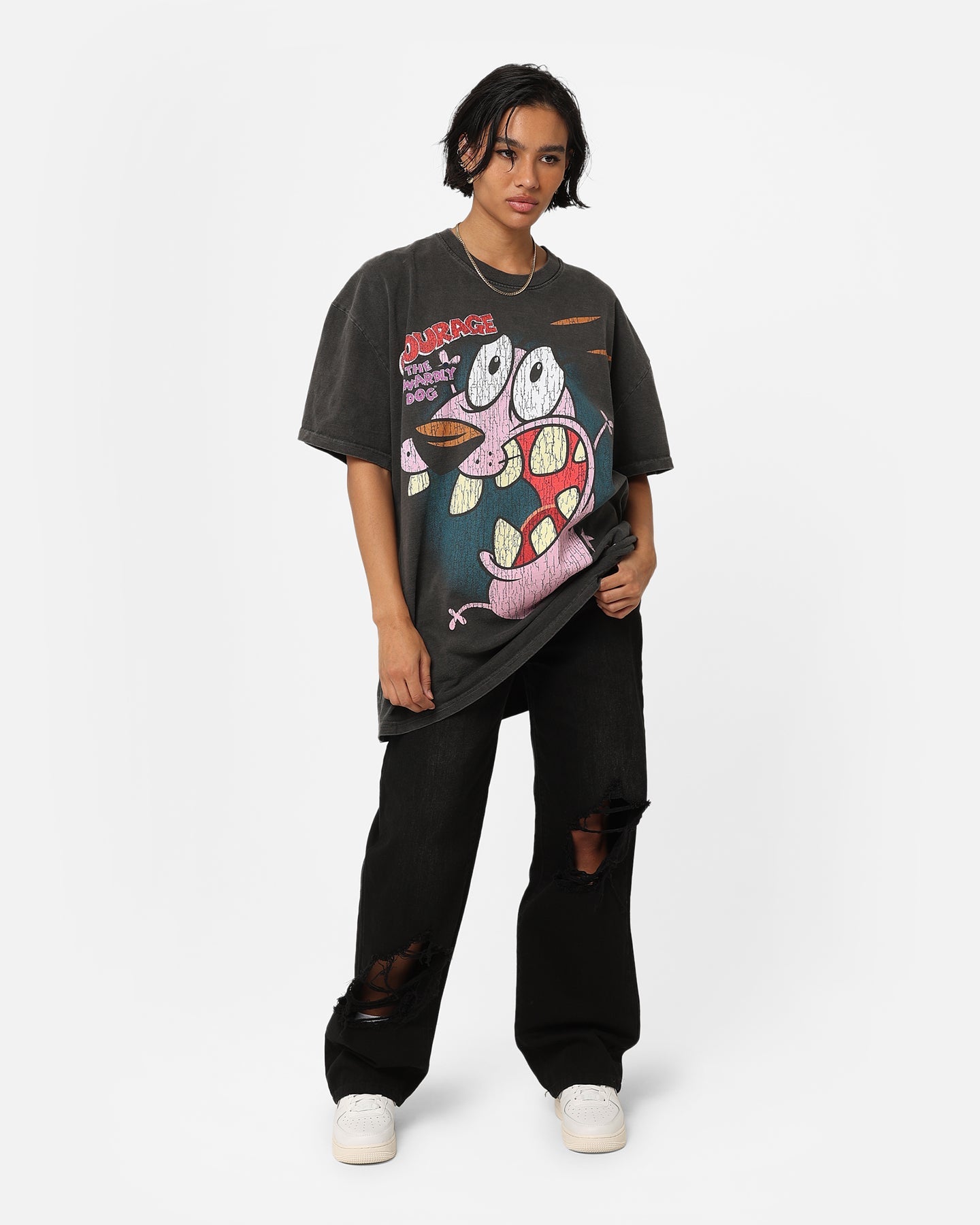 American Thrift X Cartoon Network Courage Heavyweight T-Shirt Black Wash Style001