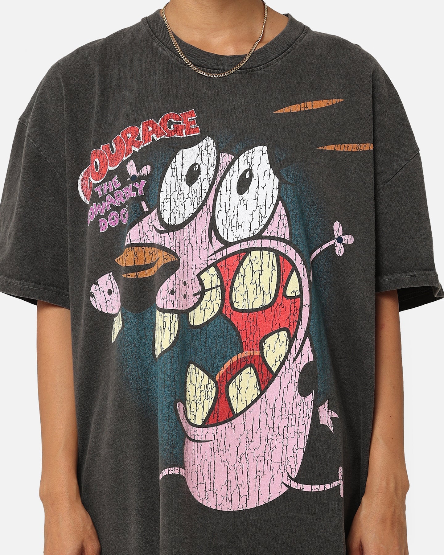American Thrift X Cartoon Network Courage Heavyweight T-Shirt Black Wash Style001