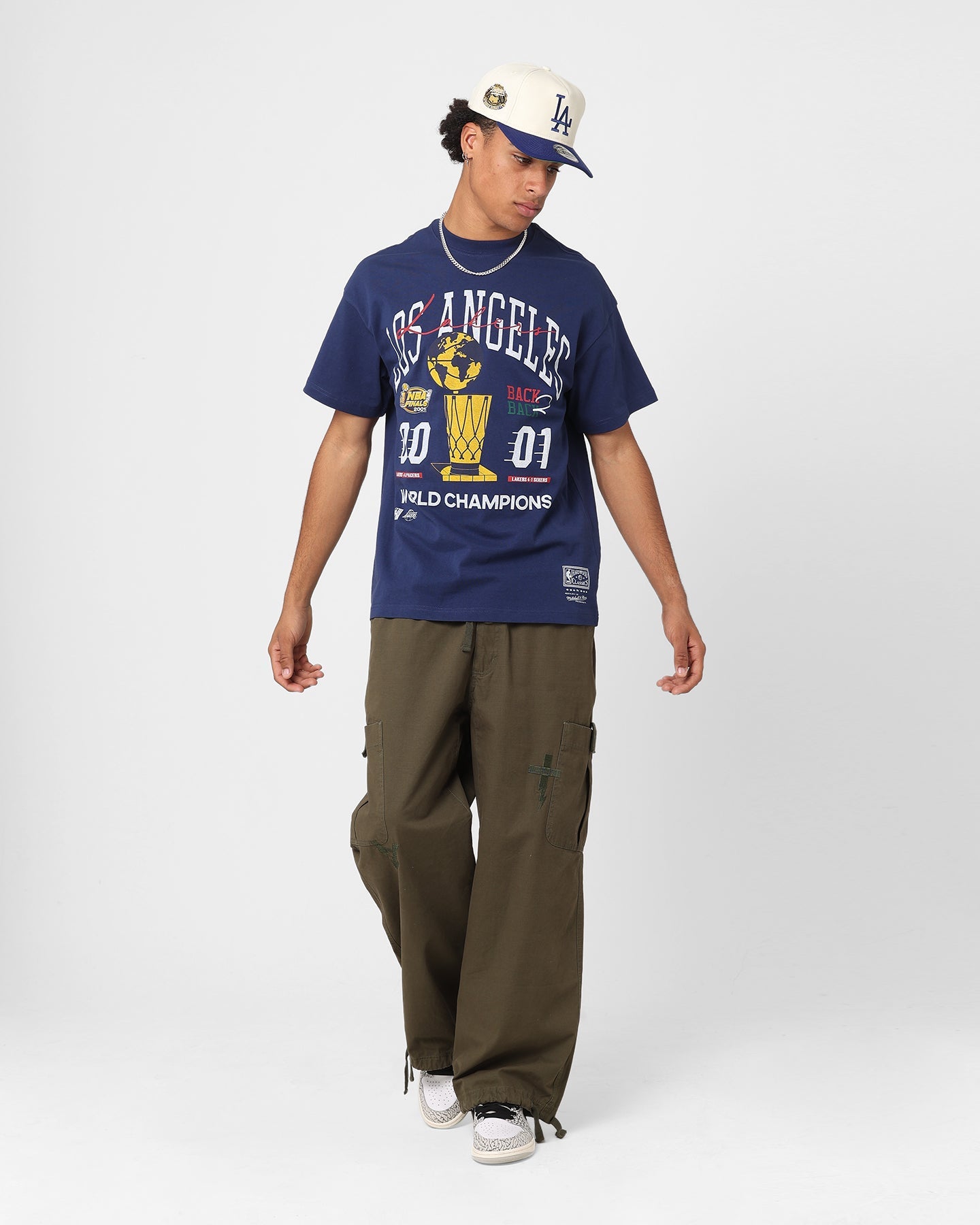 Mitchell & Ness Los Angeles Lakers Globe Champion T-Shirt Midnight Navy