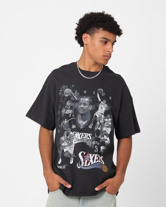Mitchell & Ness Philadelphia 76ers Allen Iverson Player Photo T-Shirt Faded Black