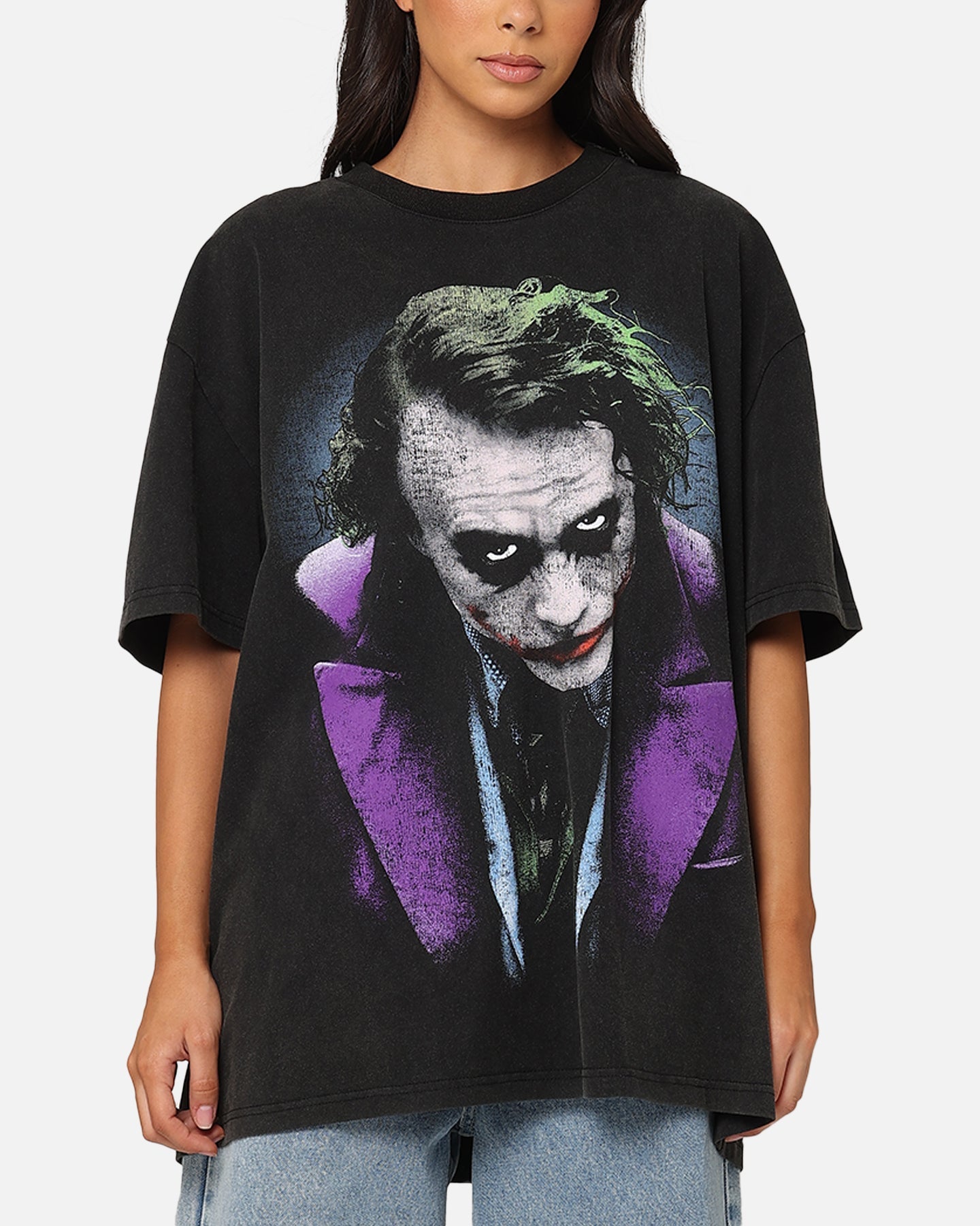 American Thrift X DC Batman The Joker Magic Trick Heavy T-Shirt Vintage Black Style001