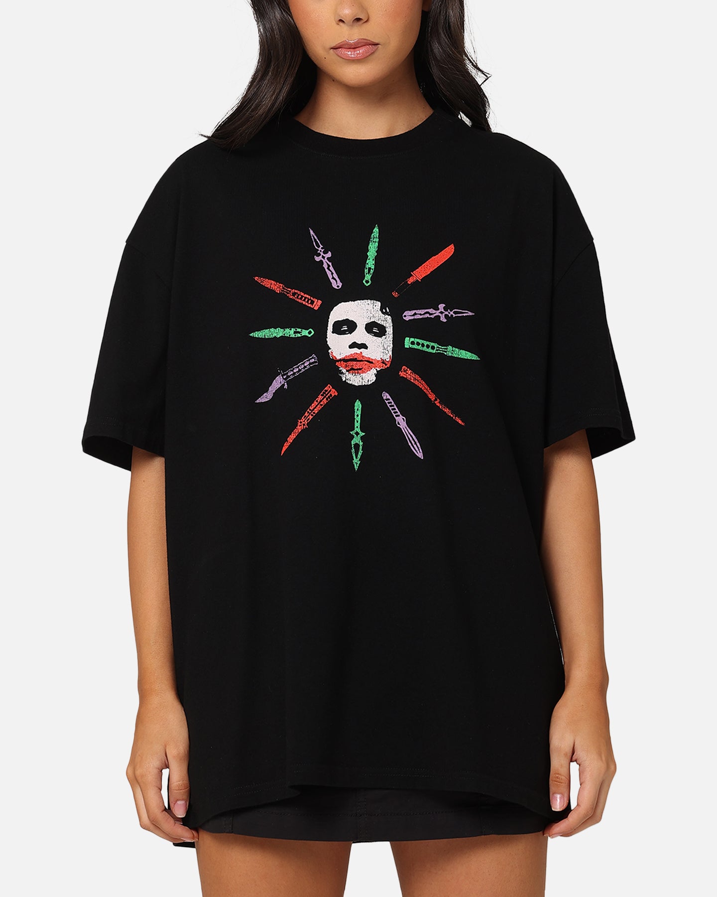 American Thrift X DC Batman The Joker Scars Heavy T-Shirt Black Style001