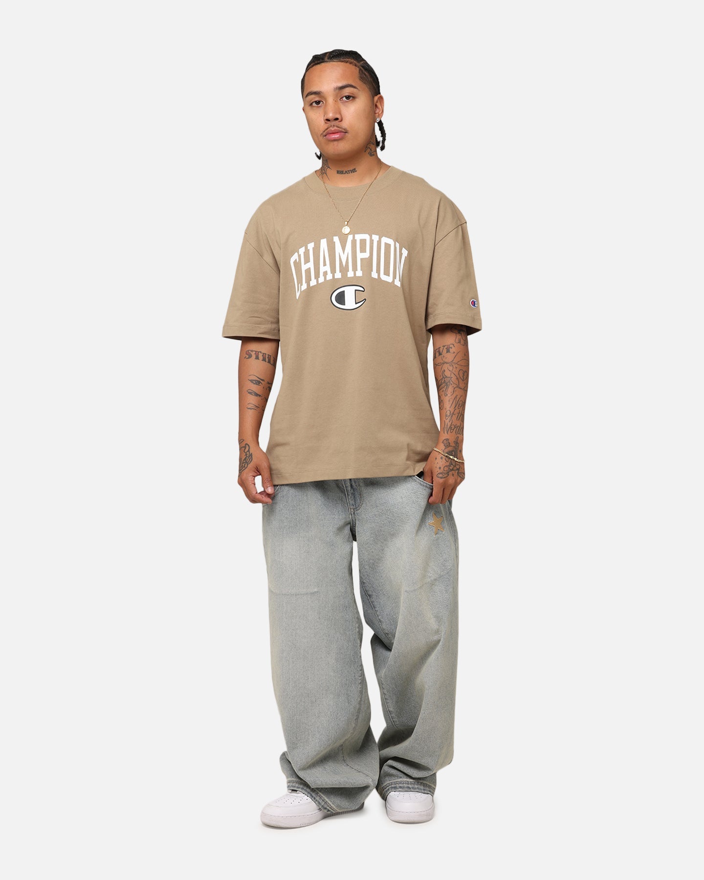 Champion Heritage Varsity Graphic T-Shirt Whole Wheat Khaki