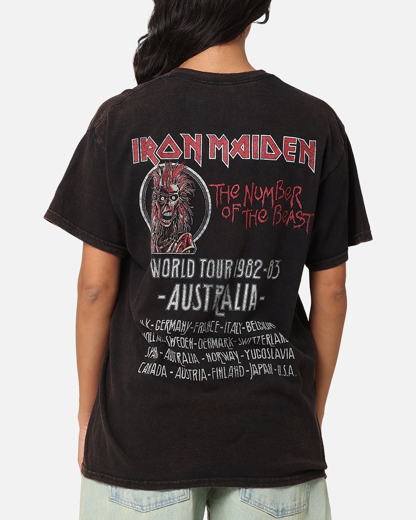 Iron Maiden Unleash Tour Vintage T-Shirt Black Vintage Style001