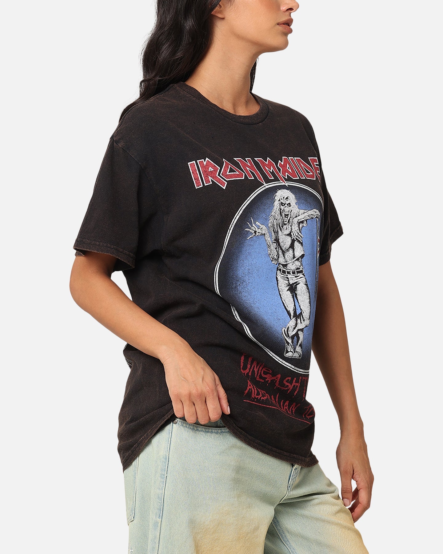 Iron Maiden Unleash Tour Vintage T-Shirt Black Vintage Style001