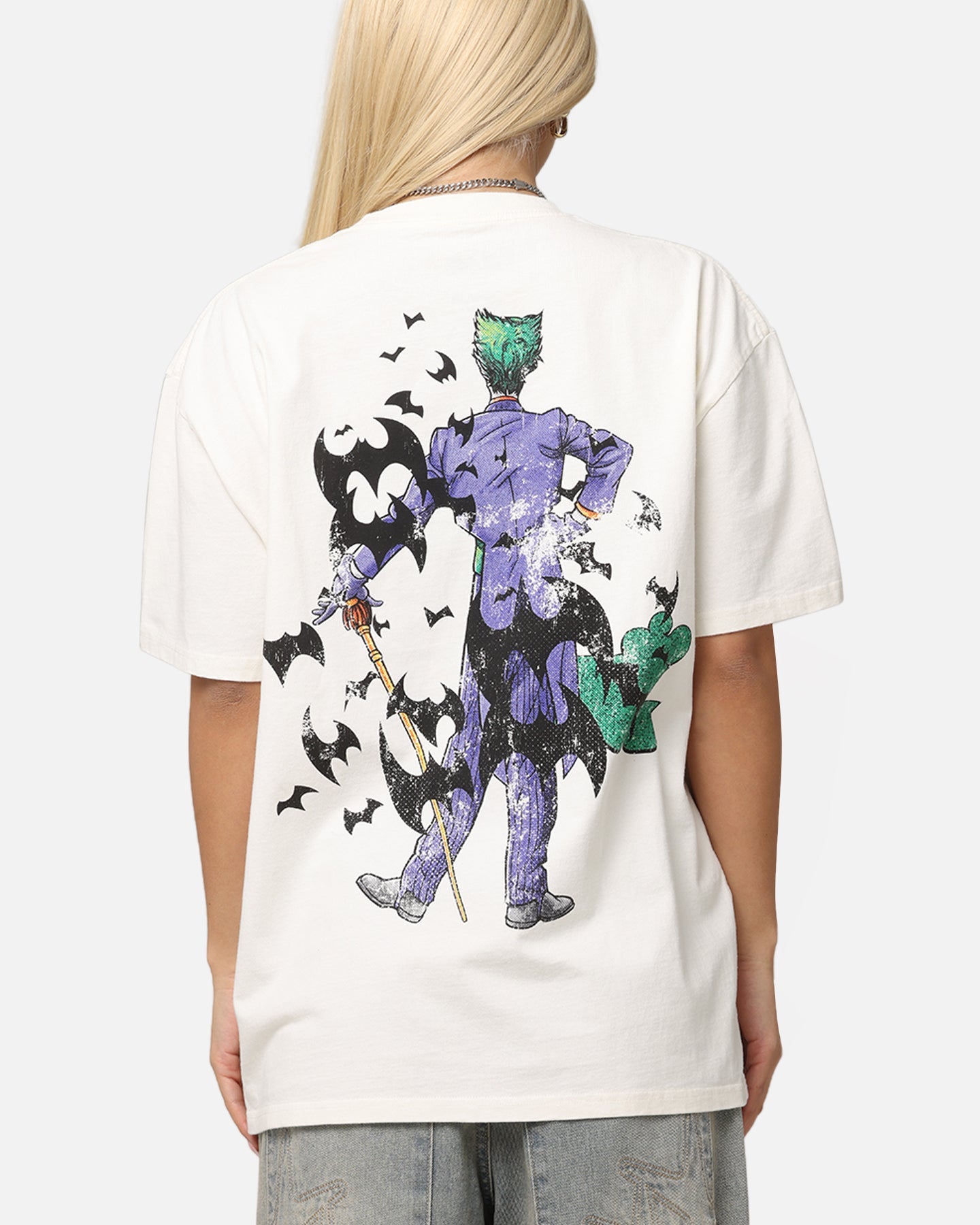 American Thrift X DC Batman The Joker Cane Heavy T-Shirt Off White Style001