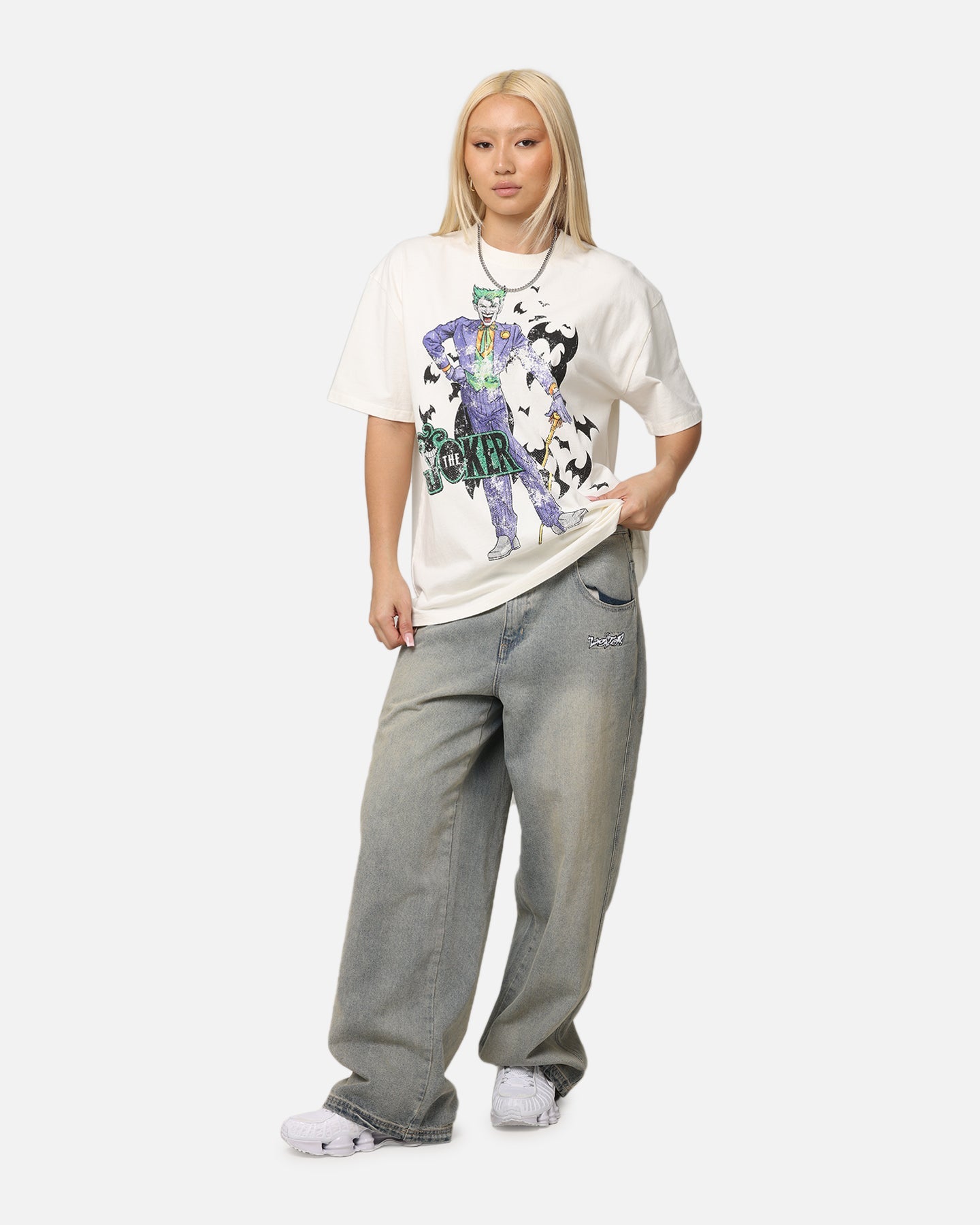 American Thrift X DC Batman The Joker Cane Heavy T-Shirt Off White Style001