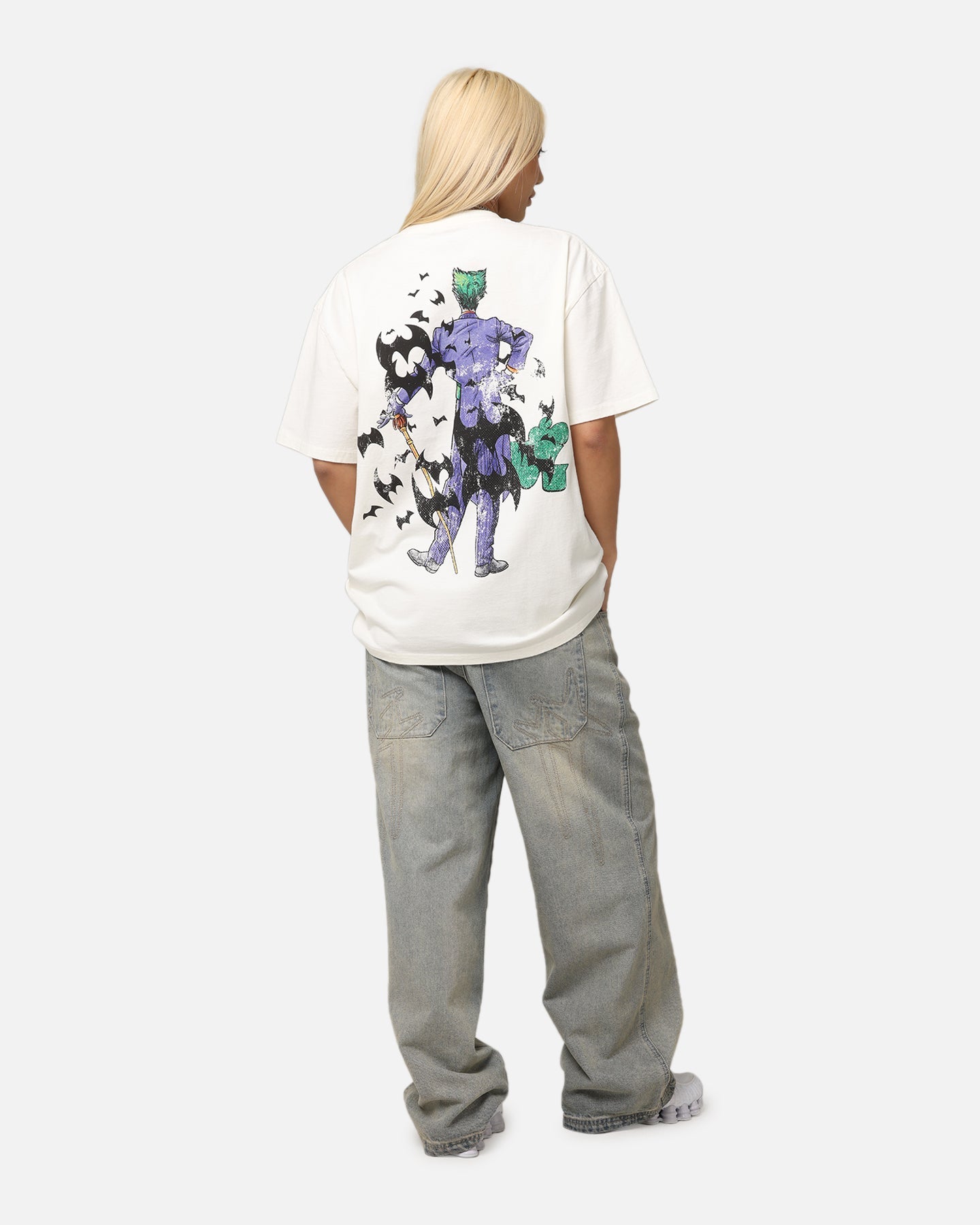 American Thrift X DC Batman The Joker Cane Heavy T-Shirt Off White Style001