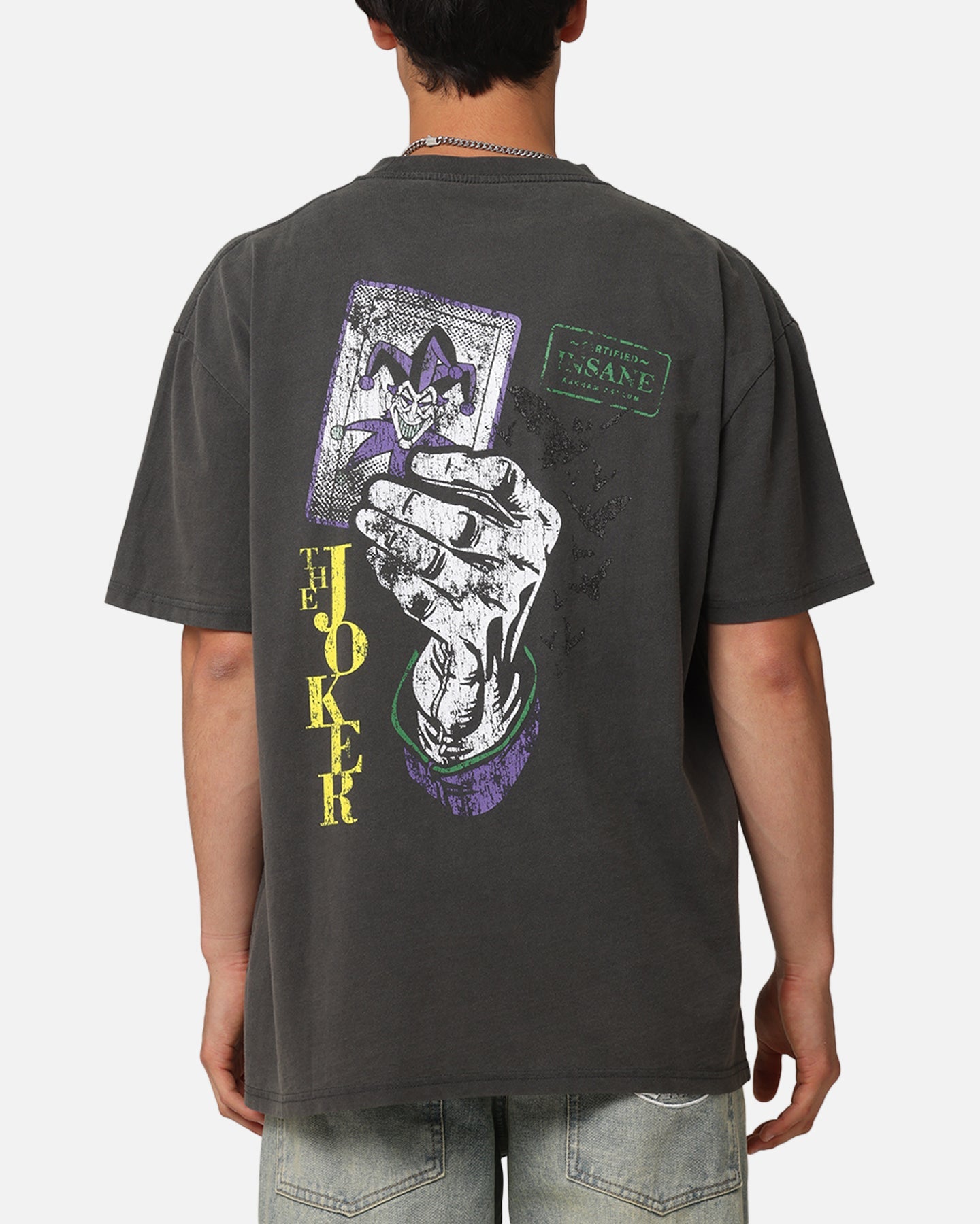 American Thrift X DC Batman The Joker Harley Hoax Heavy T-Shirt Black Wash