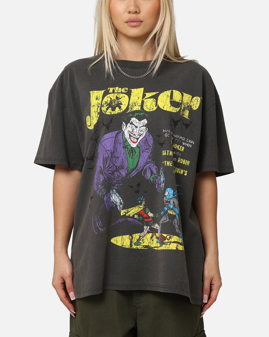 American Thrift X DC Batman The Joker Harley Hoax Heavy T-Shirt Black Wash Style001