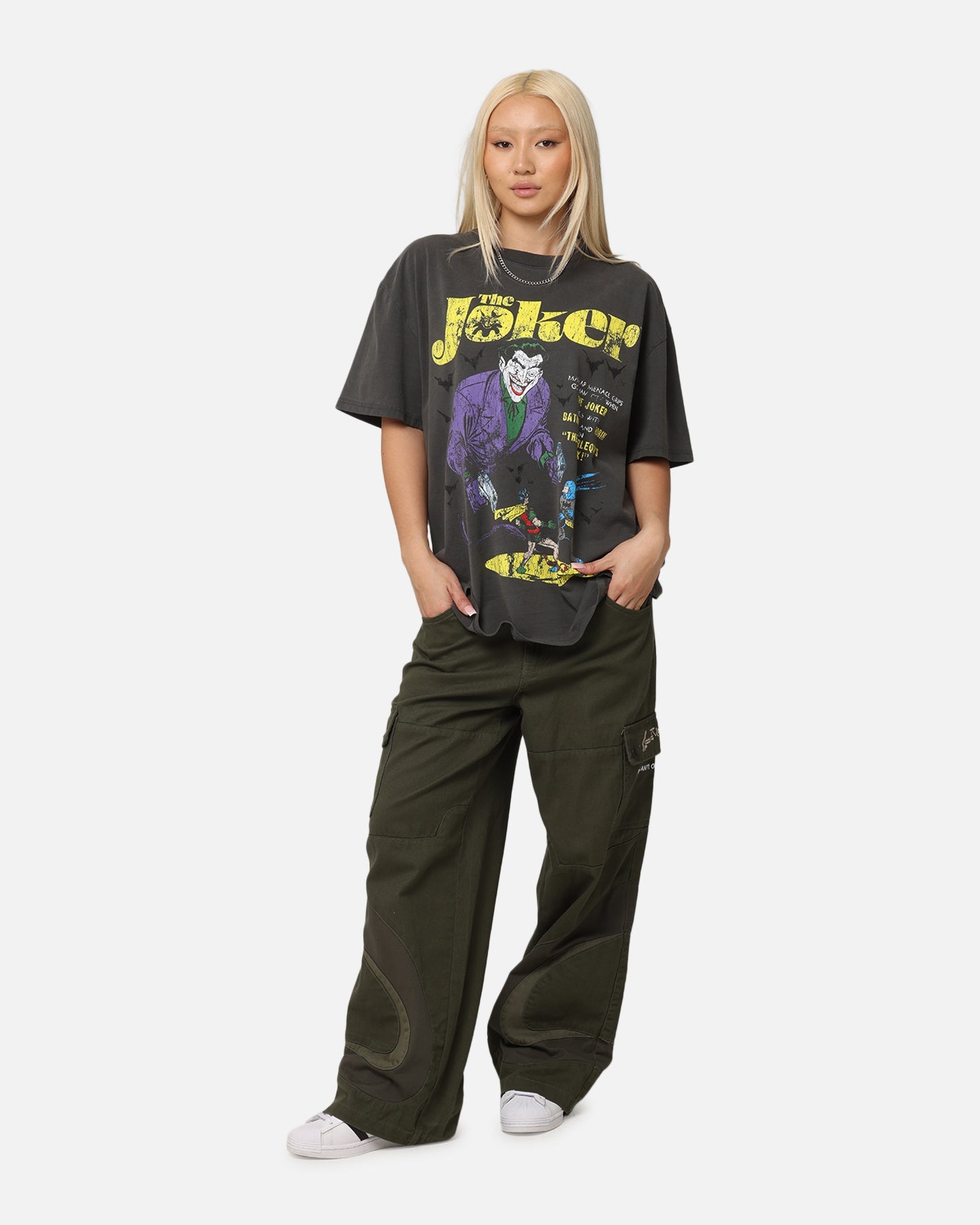 American Thrift X DC Batman The Joker Harley Hoax Heavy T-Shirt Black Wash Style001