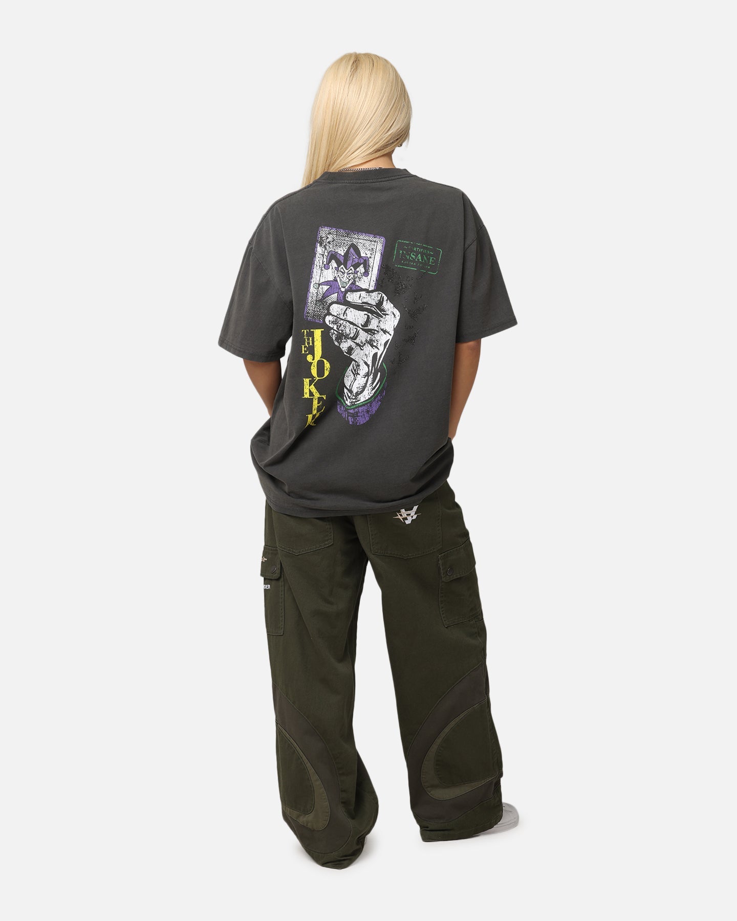 American Thrift X DC Batman The Joker Harley Hoax Heavy T-Shirt Black Wash Style001