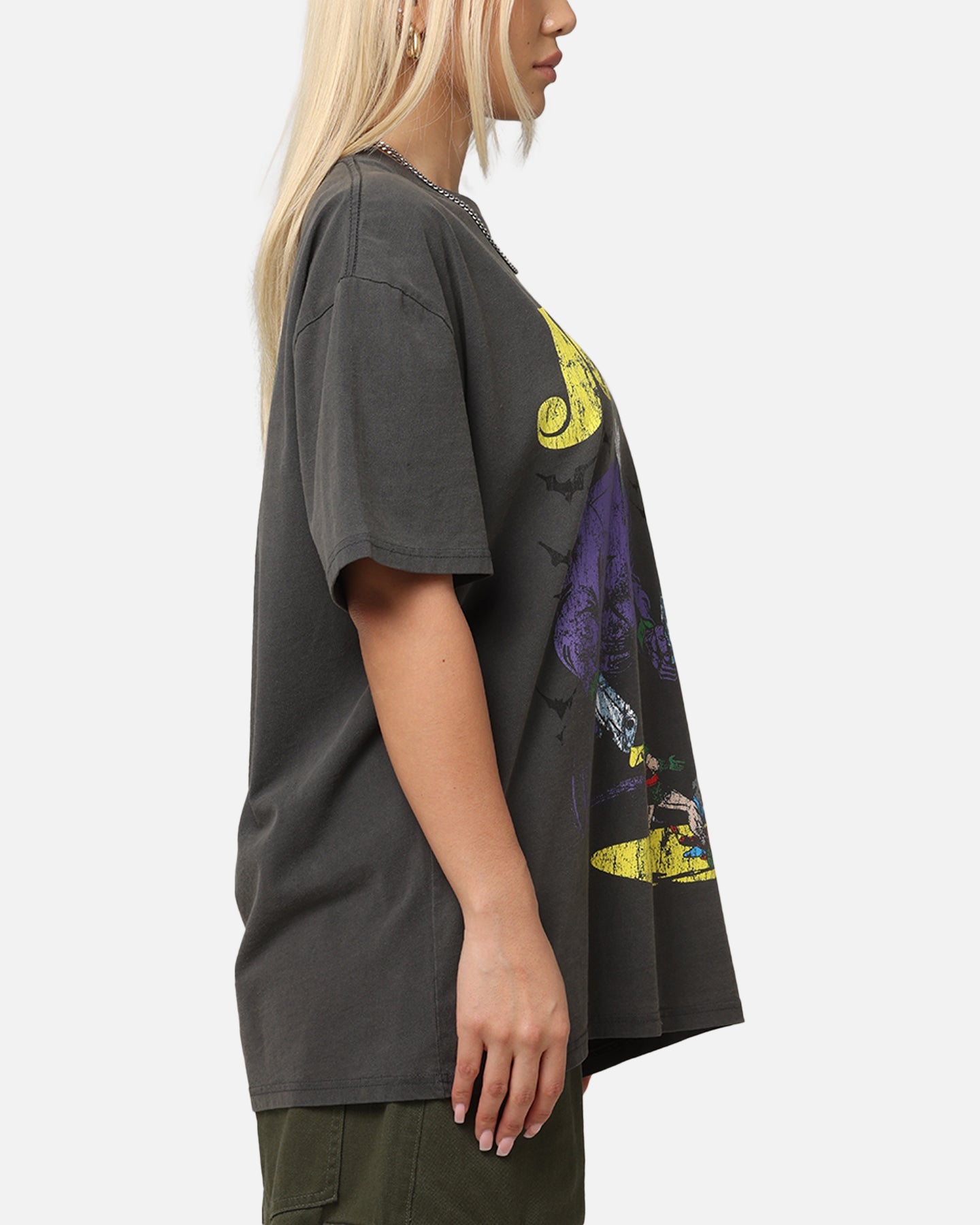 American Thrift X DC Batman The Joker Harley Hoax Heavy T-Shirt Black Wash Style001