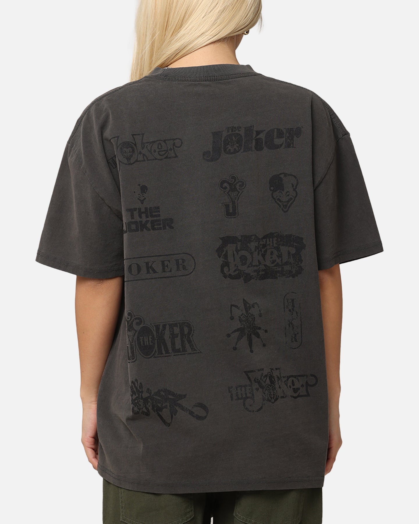 American Thrift X DC Batman The Joker Joker Logos Heavy T-Shirt Black Wash Style001