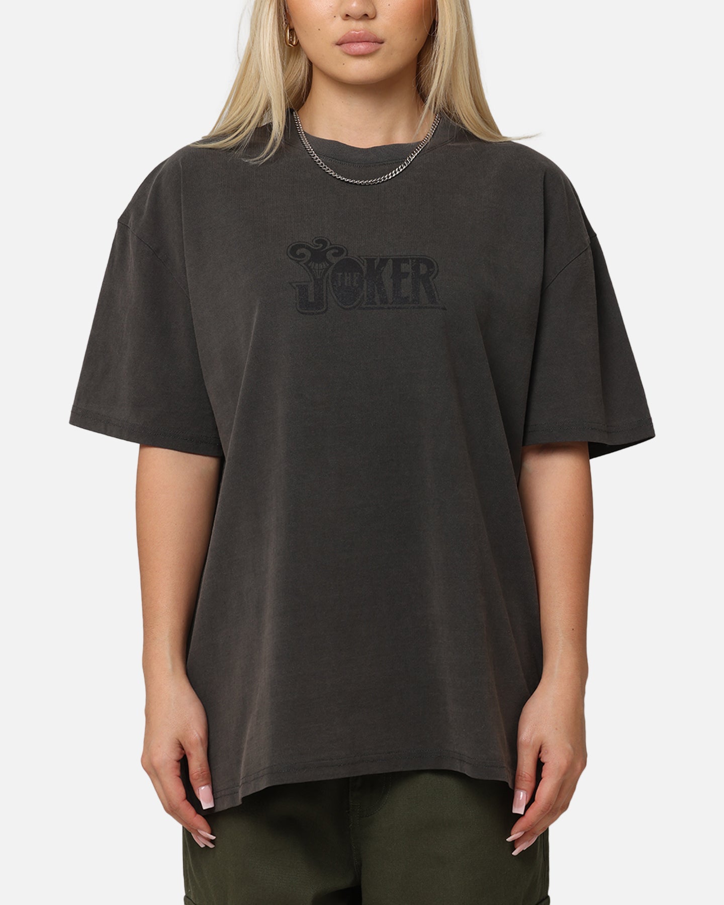 American Thrift X DC Batman The Joker Joker Logos Heavy T-Shirt Black Wash Style001