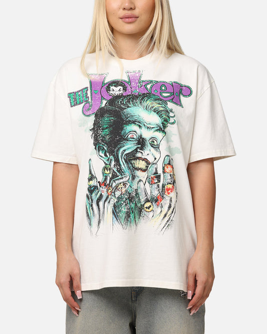 American Thrift X DC Batman The Joker Rings Heavy T-Shirt Off White Style001
