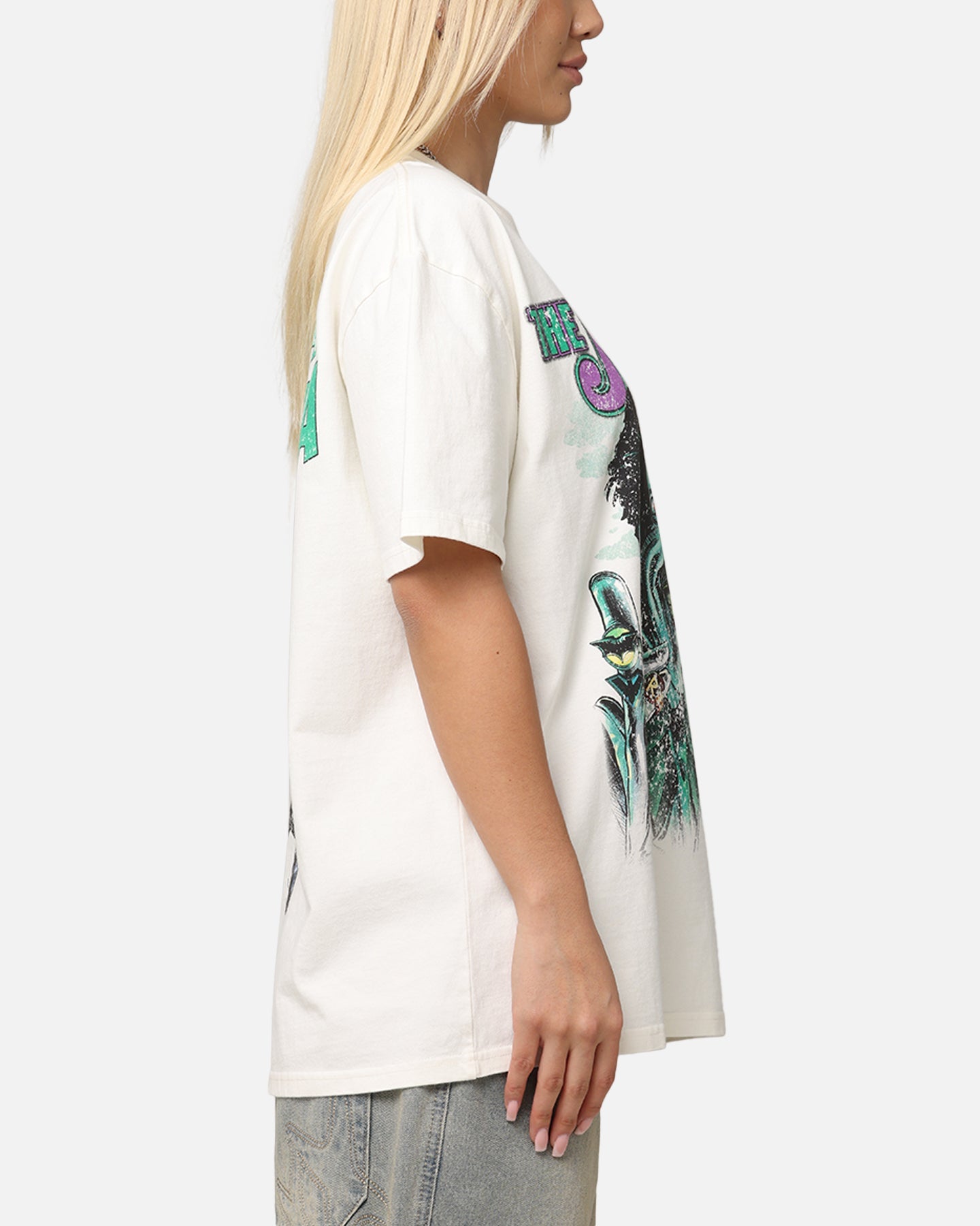 American Thrift X DC Batman The Joker Rings Heavy T-Shirt Off White Style001