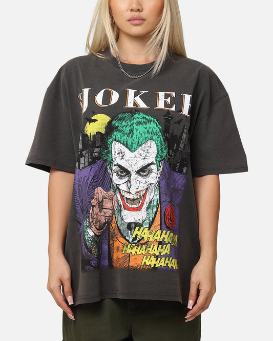 American Thrift X DC Batman The Joker Vote For Me Heavy T-Shirt Black Wash Style001
