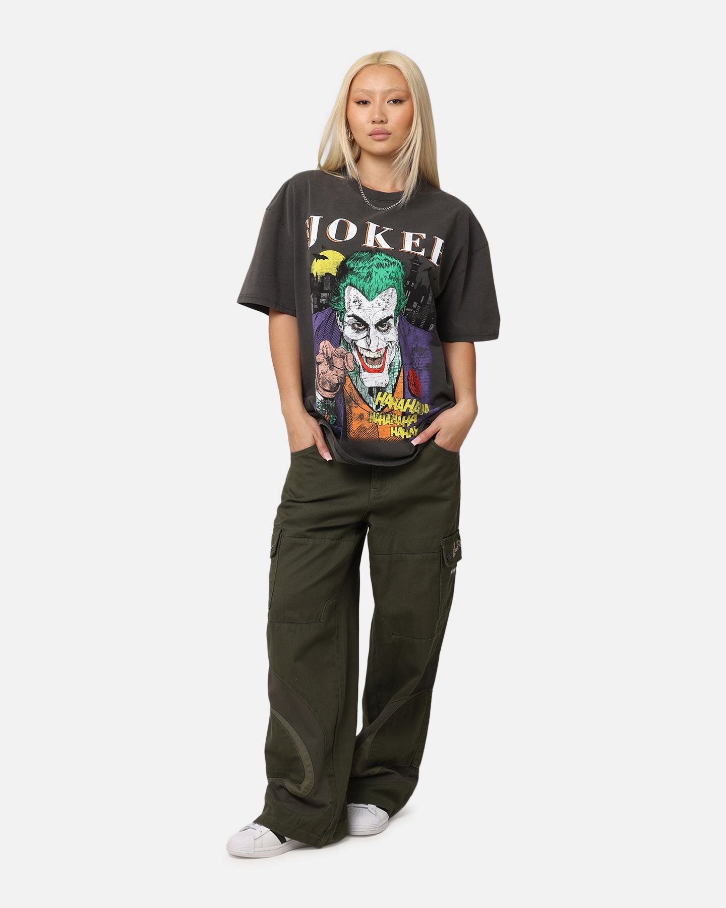 American Thrift X DC Batman The Joker Vote For Me Heavy T-Shirt Black Wash Style001
