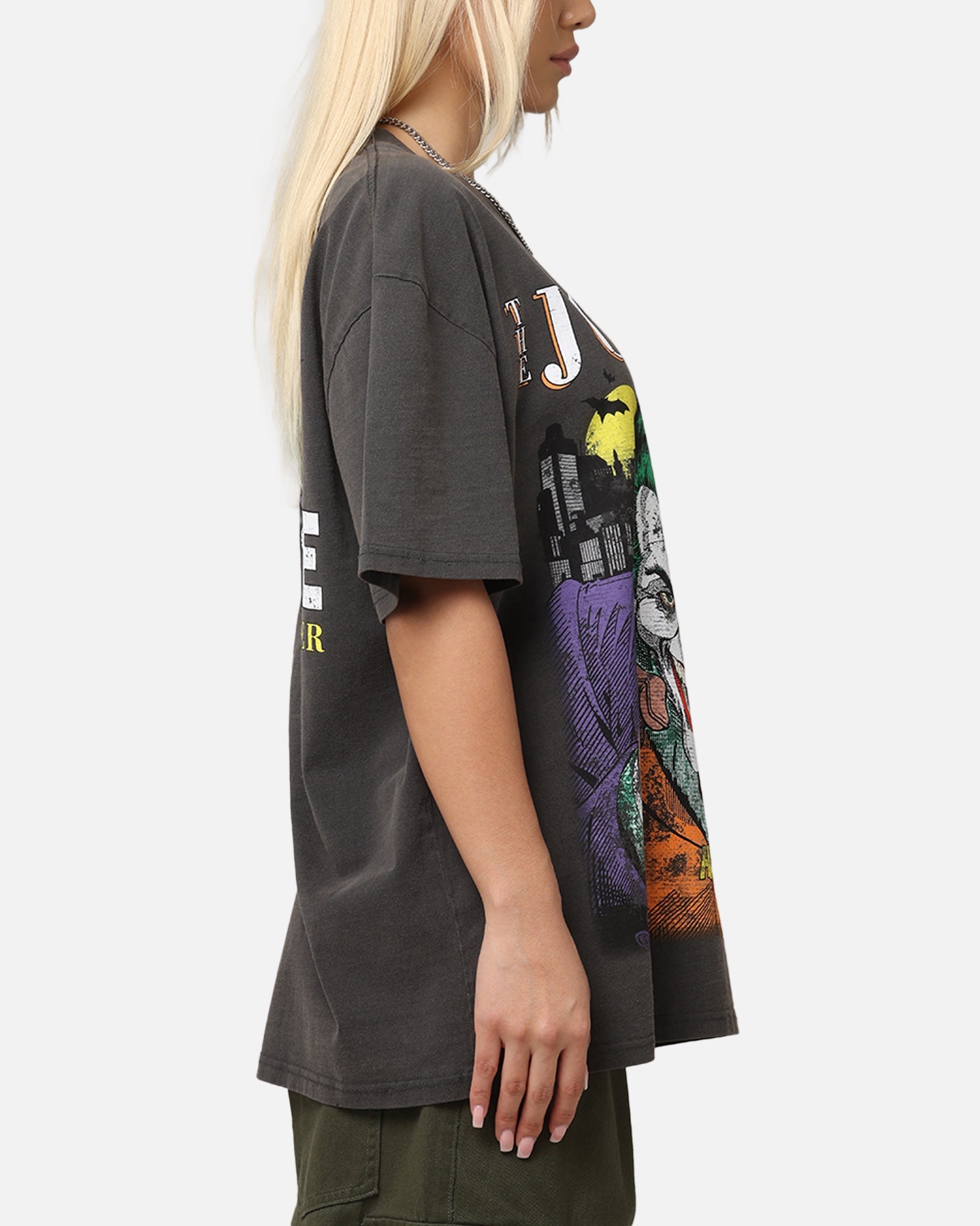 American Thrift X DC Batman The Joker Vote For Me Heavy T-Shirt Black Wash Style001