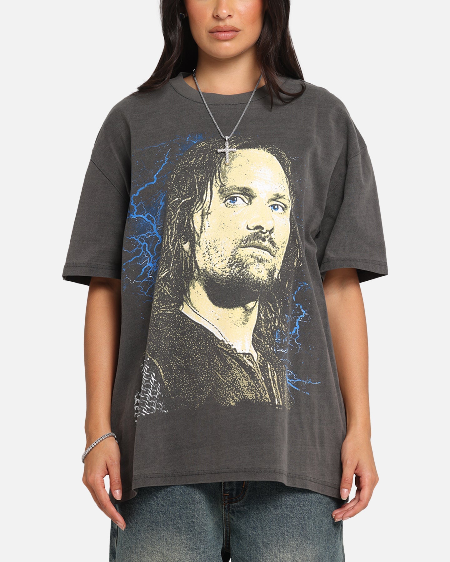 American Thrift X The Lord Of The Ring Aragorn Heavy T-Shirt Black Wash Style001