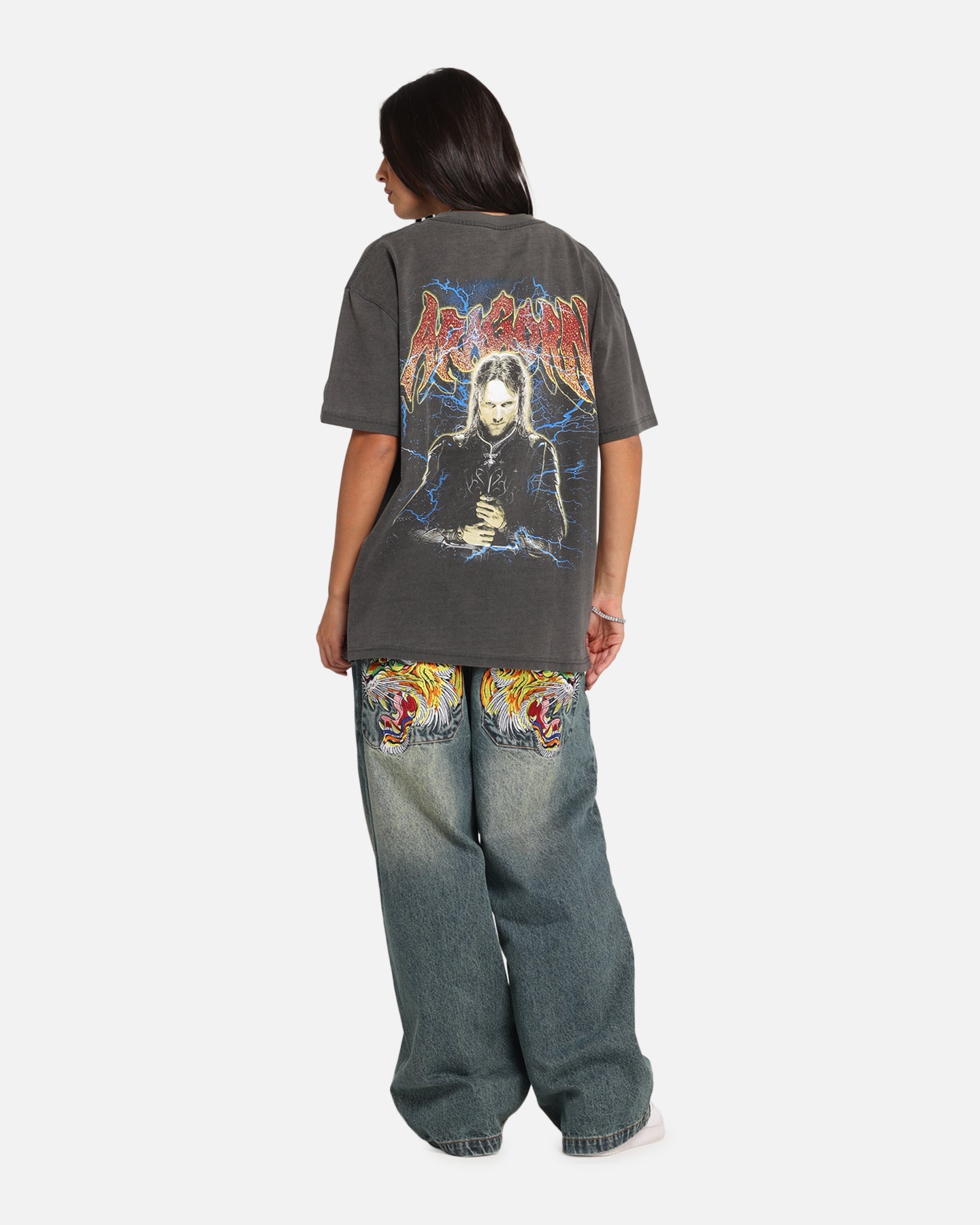 American Thrift X The Lord Of The Ring Aragorn Heavy T-Shirt Black Wash Style001