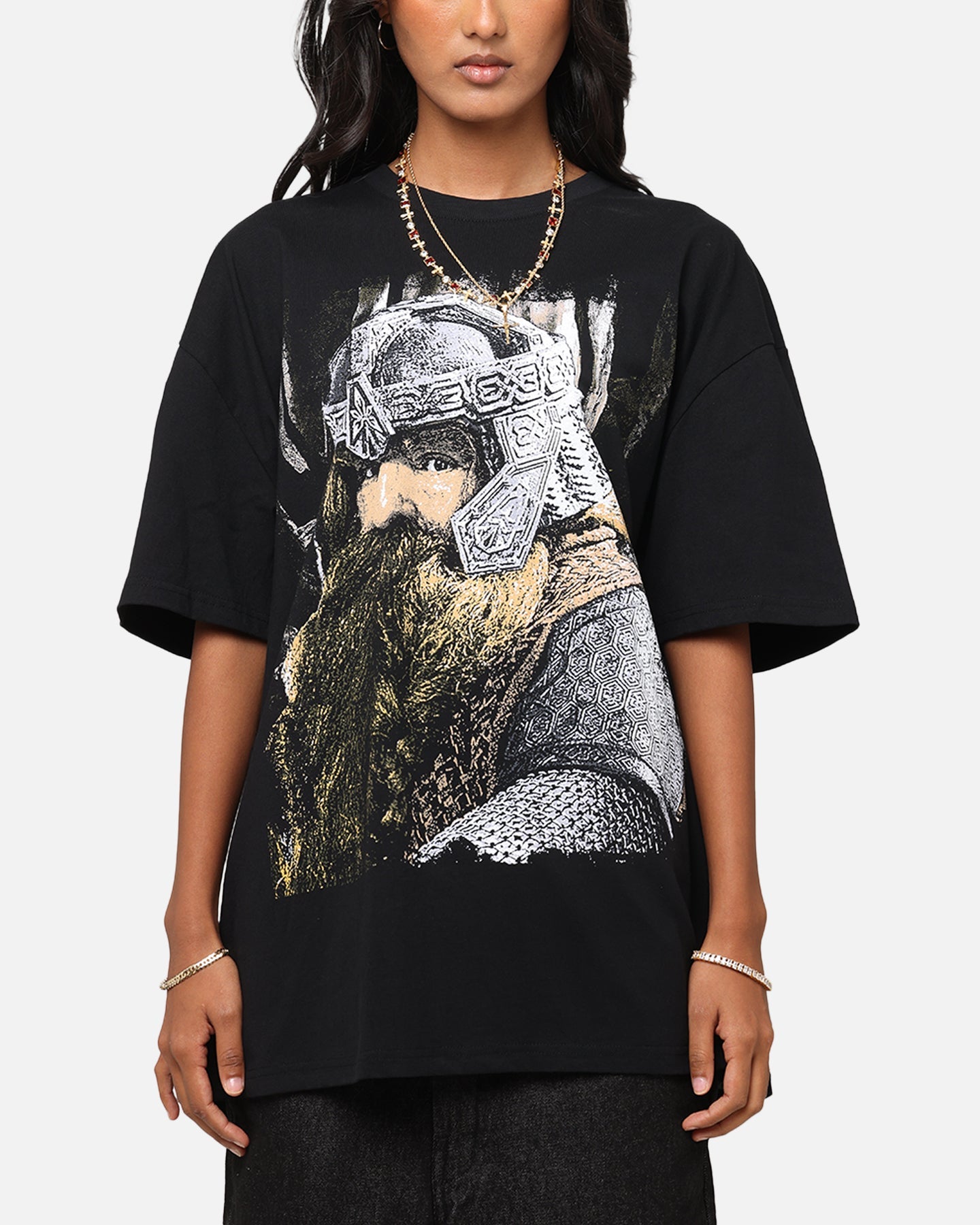 American Thrift X The Lord Of The Rings Gimli Heavy T-Shirt Black Style001
