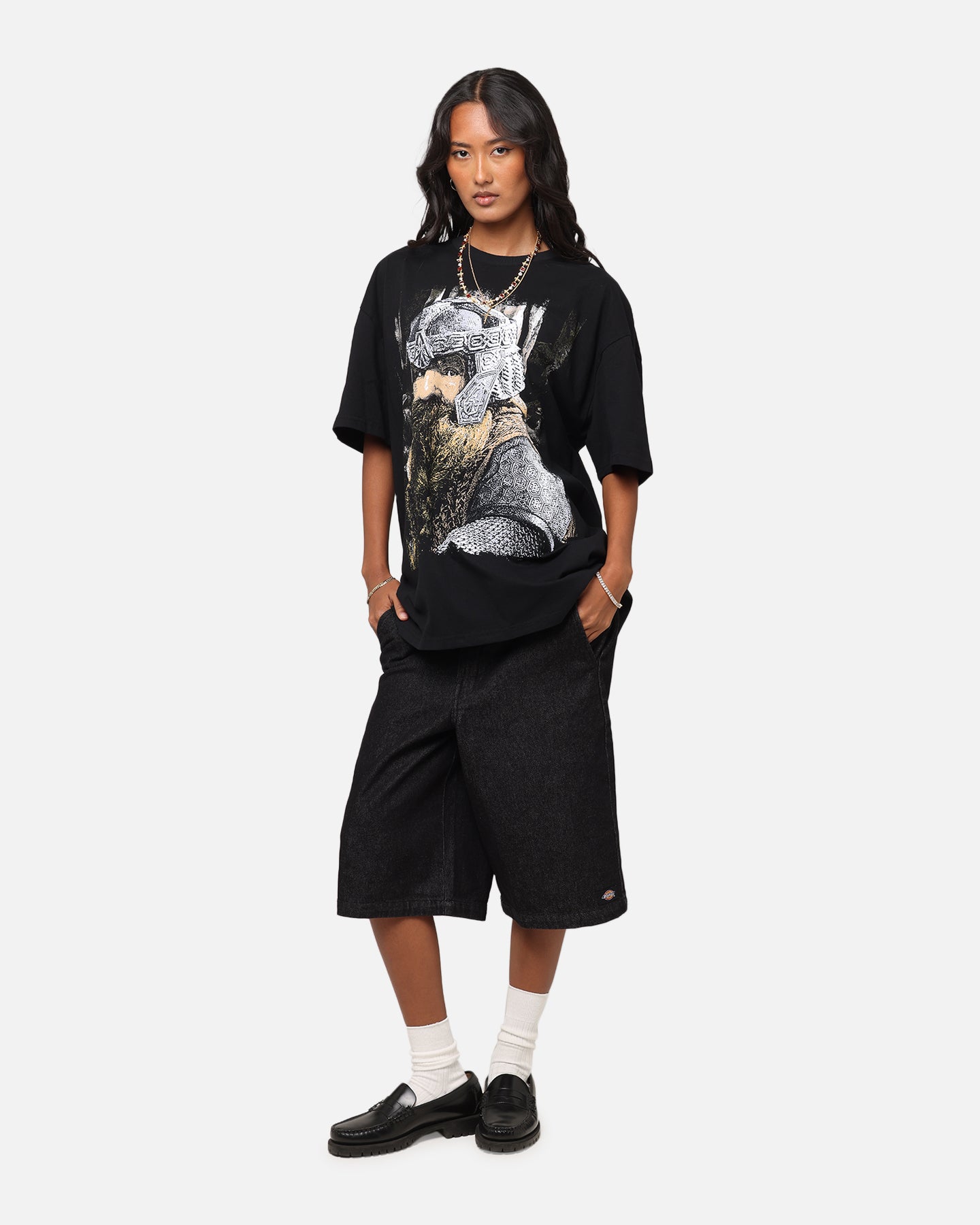 American Thrift X The Lord Of The Rings Gimli Heavy T-Shirt Black Style001