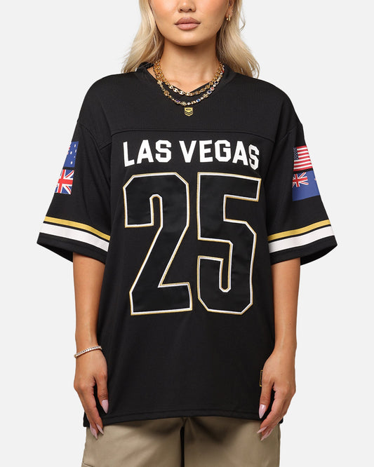 Bleacher Athletic NRL 2025 Las Vegas Round Grid Iron T-Shirt Black Style001