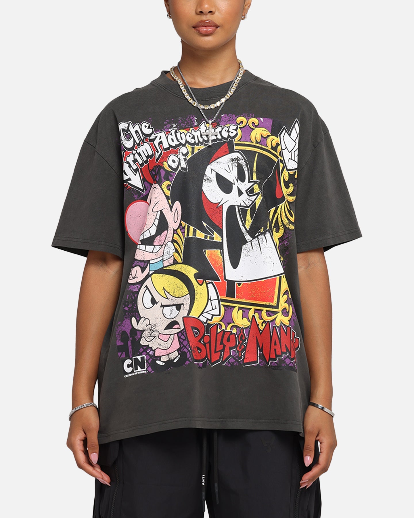 American Thrift X Cartoon Network Grim Adventures Heavy T-Shirt Black Wash Style001