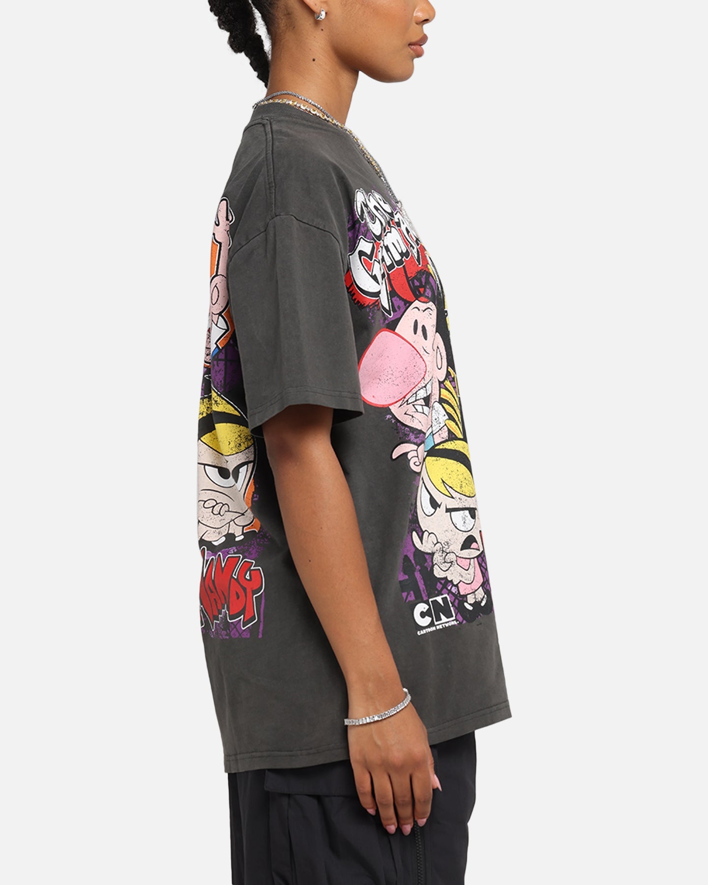 American Thrift X Cartoon Network Grim Adventures Heavy T-Shirt Black Wash Style001