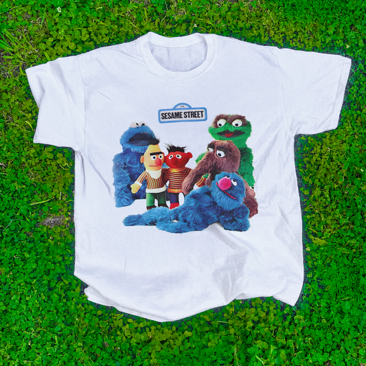 'SESAME ST.' PLUSH VINTAGE WHITE T-SHIRT
