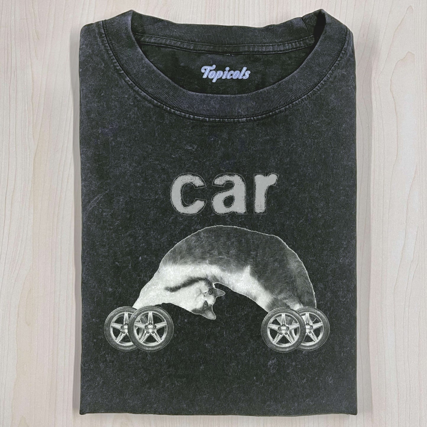 FUNNY CAT CAR T-SHIRT