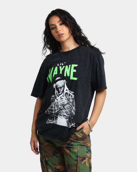 Lil Wayne Green Tour T-Shirt Washed Black Style001
