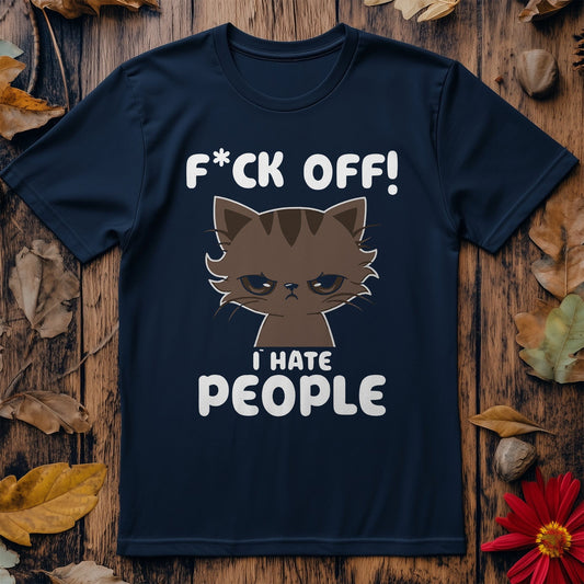 I Hate People Funny Cat T-Shirt -