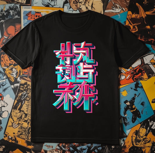 Neon Anime Text T-Shirt