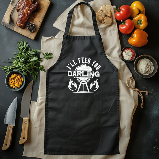 "Feed You Darling BBQ T-Shirt - Grilling & Chilling! Funny Unisex Design, Perfect for Grill Masters and BBQ Lovers!"