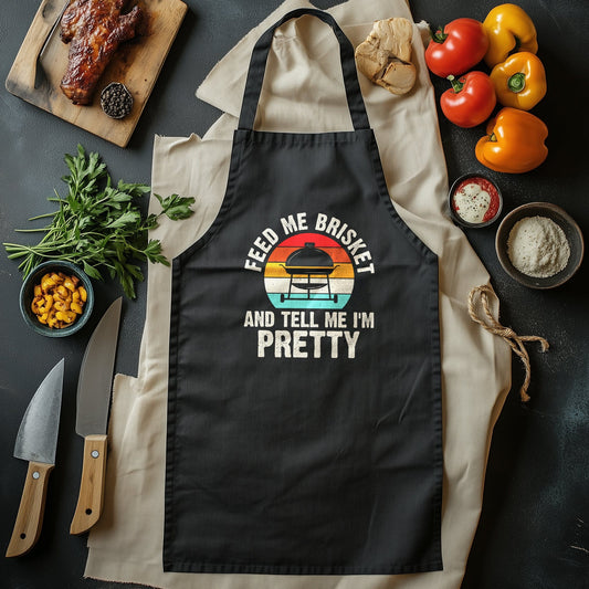 "Feed Me Brisket Pretty T-Shirt - BBQ Lovers Unite! Funny Grill Design, Unisex Cotton Tee for Meat Lovers. Let's Get Grilling!"
