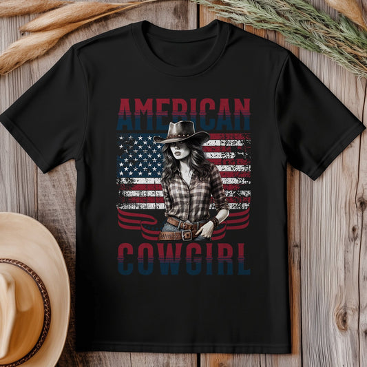 American Cowgirl T-shirt us flag