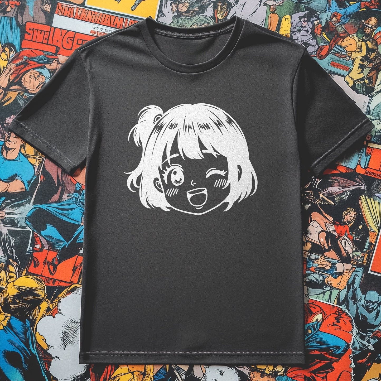 Happy Anime Face T-shirt - Cheerful