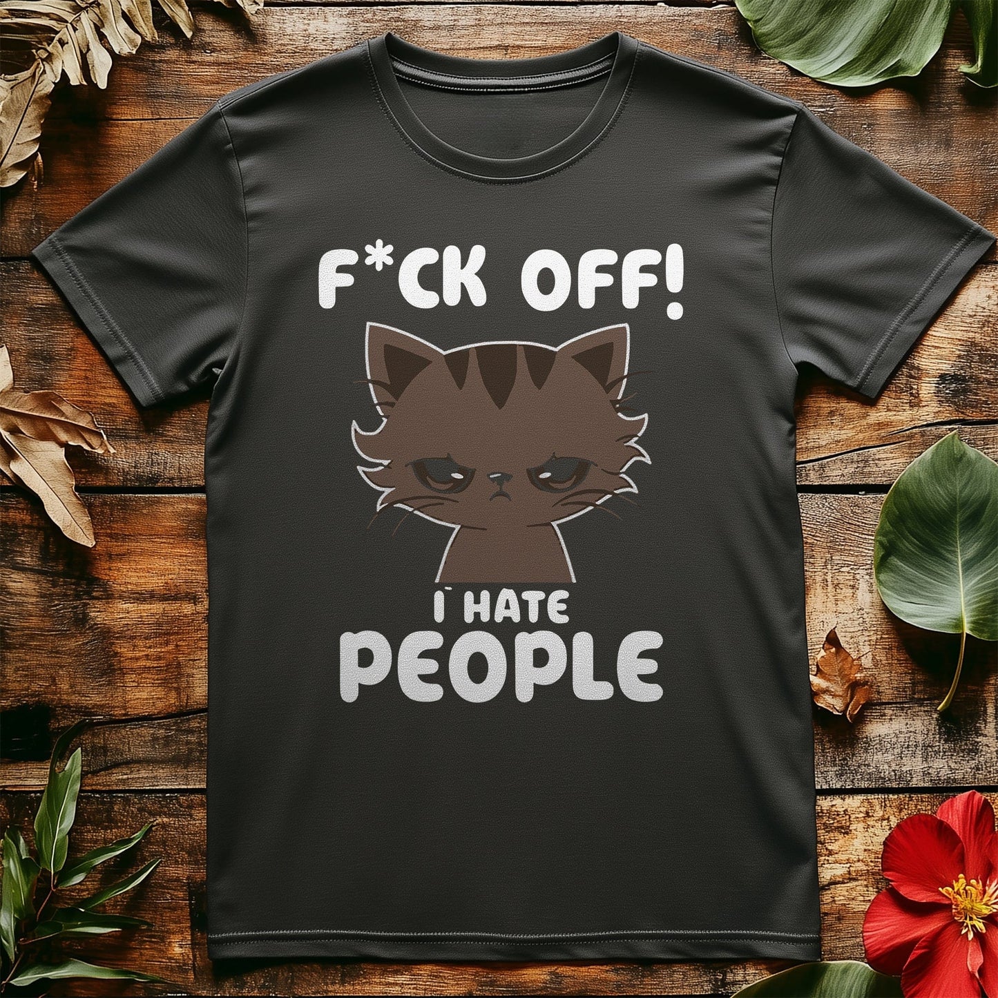 I Hate People Funny Cat T-Shirt -