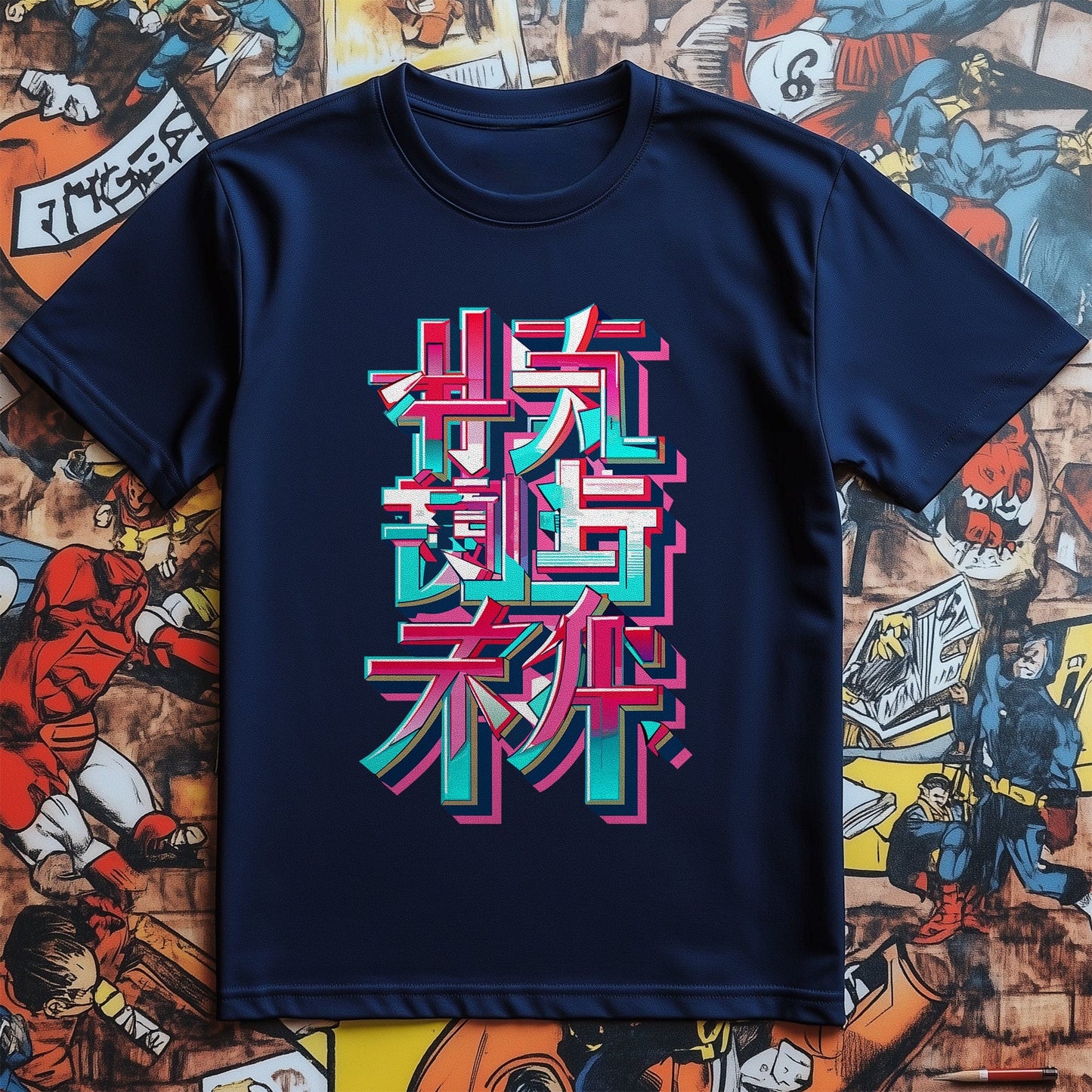 Neon Anime Text T-Shirt