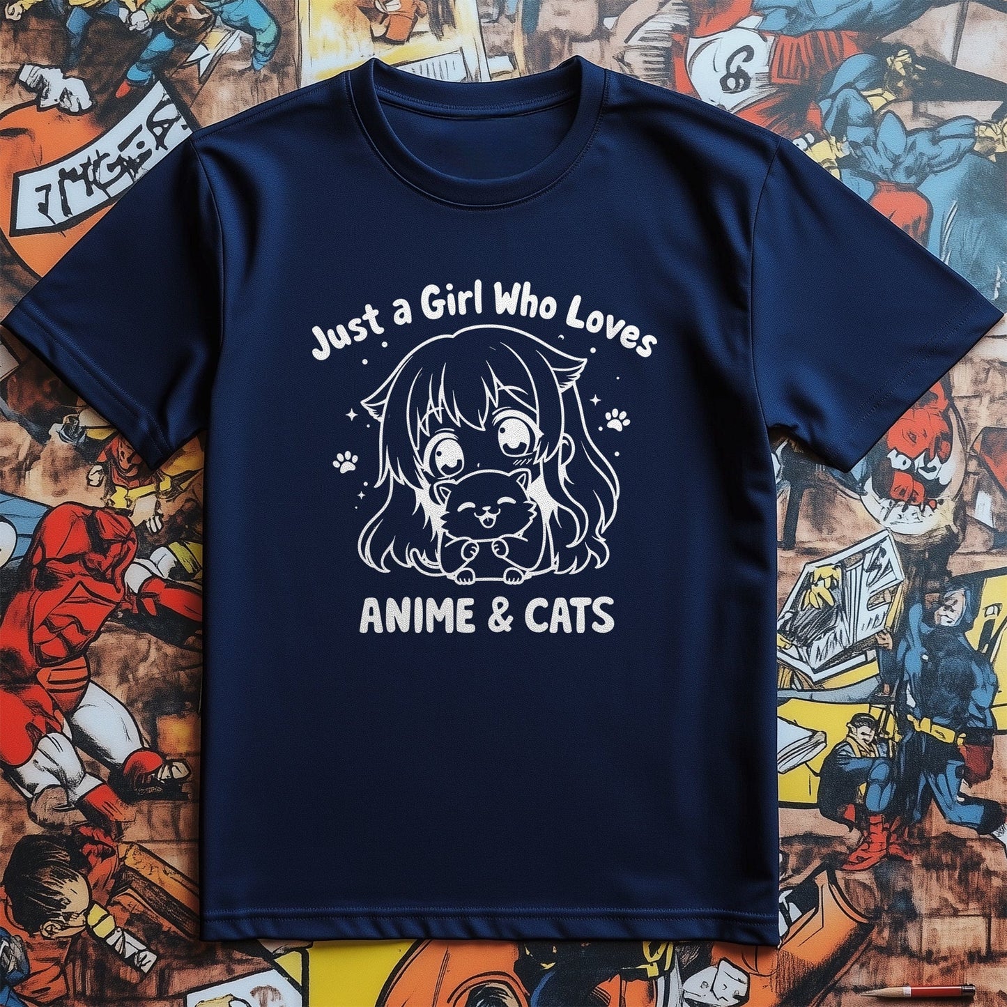 Girl Anime Cats T-Shirt -