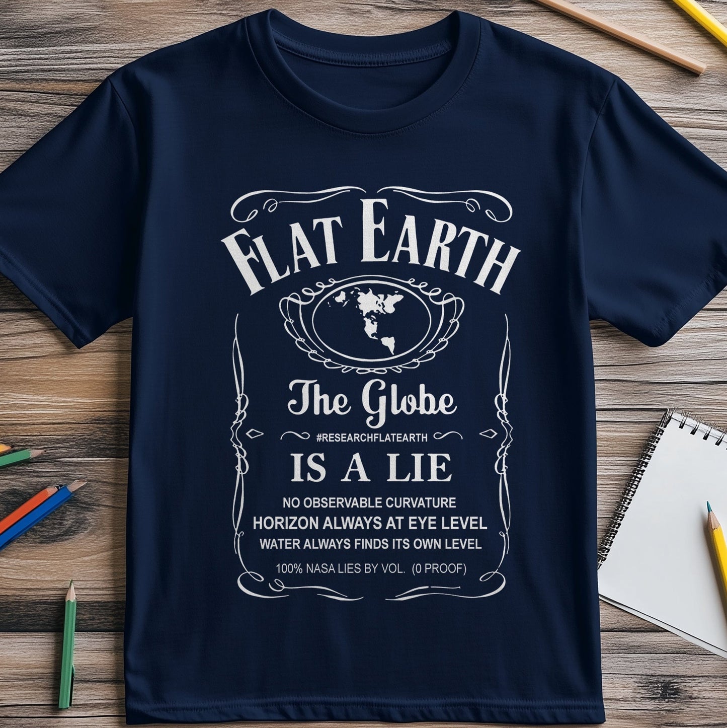 Flat Earth Lies T-Shirt - Funny &